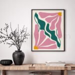 Abstract Printable Wall Art in Pink and Green