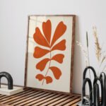 Minimalist Orange Leaf Printable Wall Art