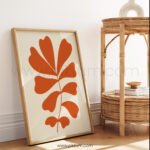 Minimalist Orange Leaf Printable Wall Art