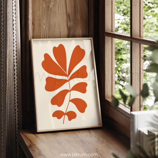 Minimalist Orange Leaf Printable Wall Art