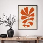 Minimalist Orange Leaf Printable Wall Art