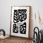 Modern Minimalist Black and White Botanical Print