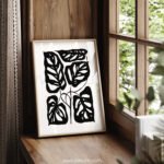 Modern Minimalist Black and White Botanical Print