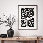 Modern Minimalist Black and White Botanical Print