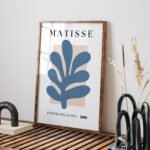 Modern Matisse Style Blue Abstract Printable Wall Art