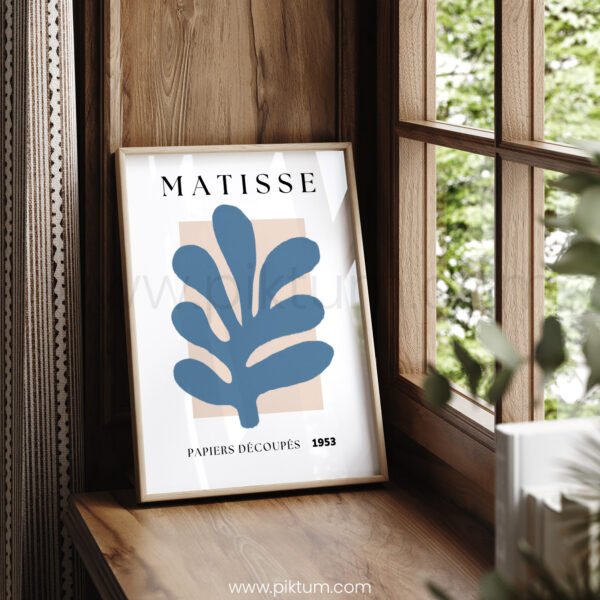 Modern Matisse Style Blue Abstract Printable Wall Art
