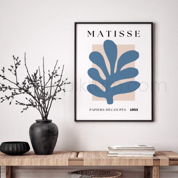 Modern Matisse Style Blue Abstract Printable Wall Art