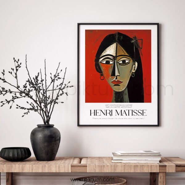 Contemporary Red Portrait Printable Wall Art