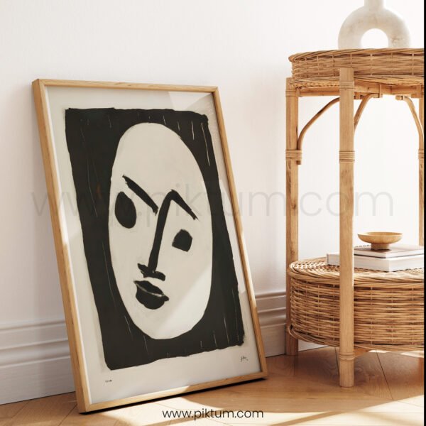 Abstract Printable Wall Art - Black and White Face Design