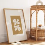 Minimalist Floral Printable Wall Art - Elegant Brown & White Design