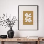 Minimalist Floral Printable Wall Art - Elegant Brown & White Design