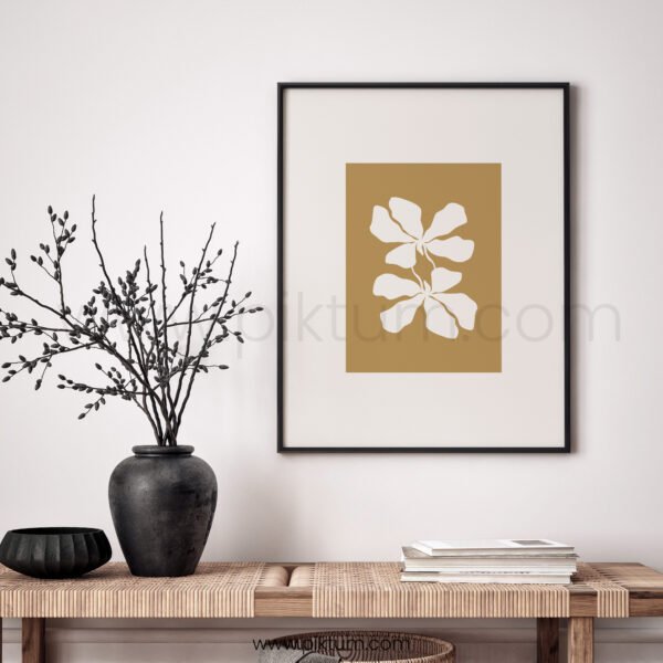 Minimalist Floral Printable Wall Art - Elegant Brown & White Design