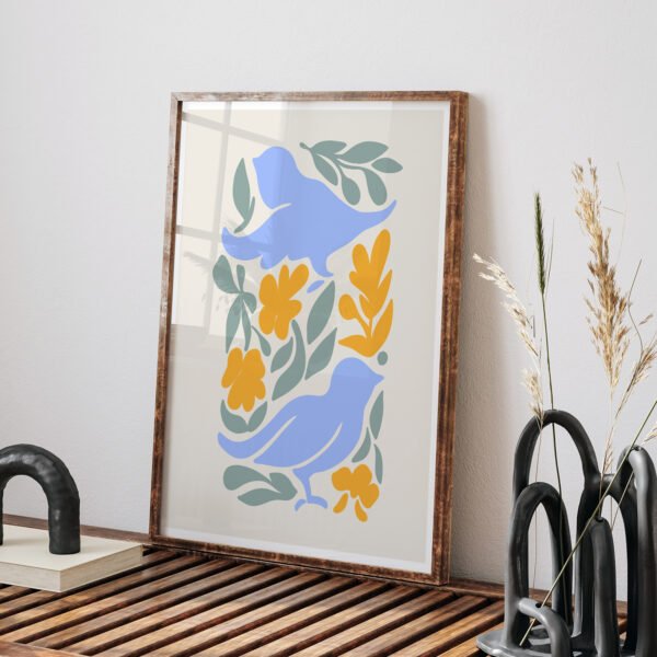 Minimalist Birds and Flowers Printable Wall Art