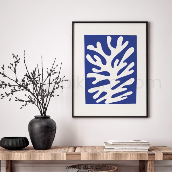 Abstract Blue & White Coral Design Printable Wall Art