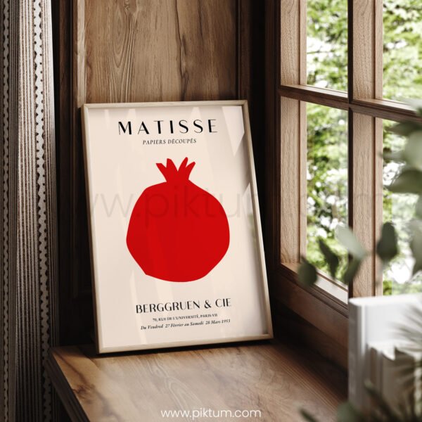 Modern Minimalist Matisse Inspired Printable Wall Art - Red and Beige Design