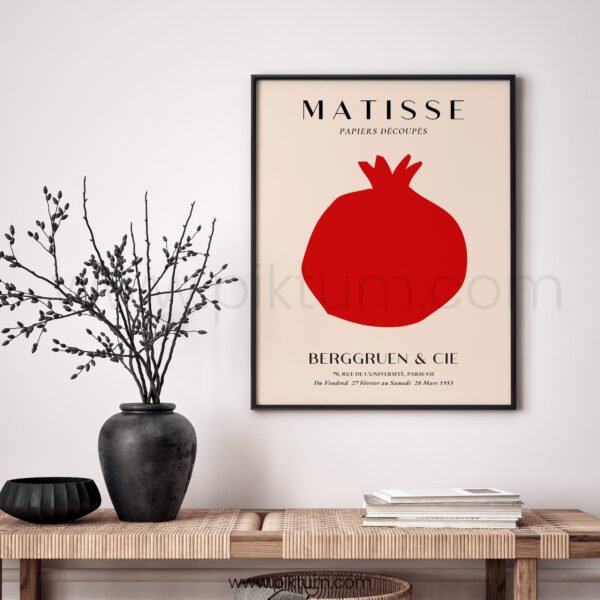 Modern Minimalist Matisse Inspired Printable Wall Art - Red and Beige Design