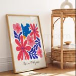 Vibrant Modern Bird and Floral Printable Wall Art