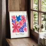 Vibrant Modern Bird and Floral Printable Wall Art