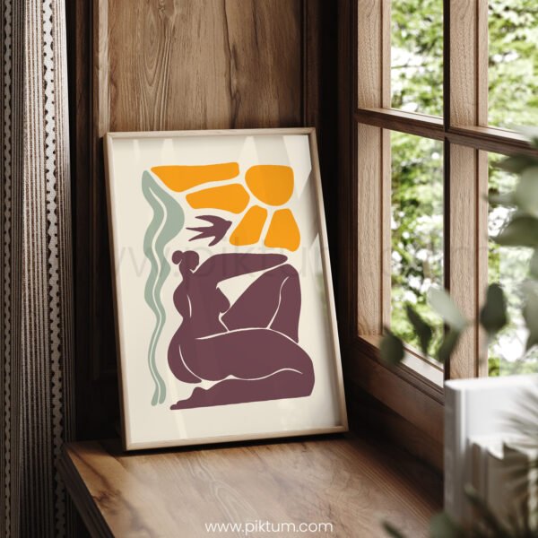 Abstract Modern Printable Wall Art | Sun and Figure Design