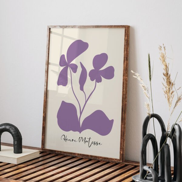 Printable Wall Art - Minimalist Floral Design in Purple