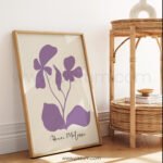 Printable Wall Art - Minimalist Floral Design in Purple