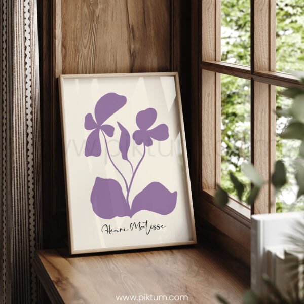 Printable Wall Art - Minimalist Floral Design in Purple
