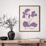 Printable Wall Art - Minimalist Floral Design in Purple
