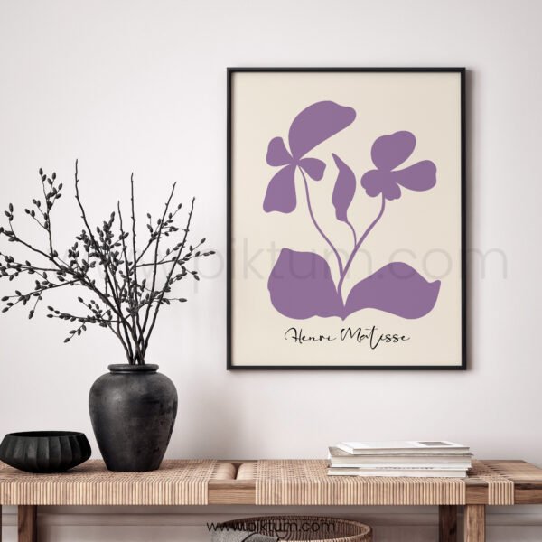 Printable Wall Art - Minimalist Floral Design in Purple