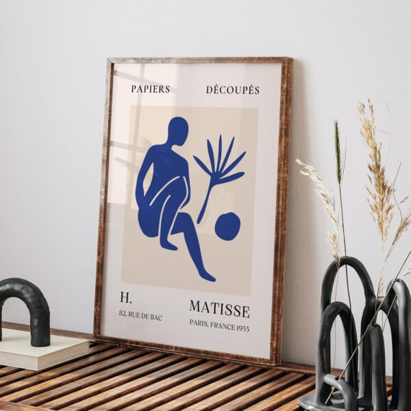 Printable Wall Art - Abstract Blue Cut-Out Style for Modern Decor